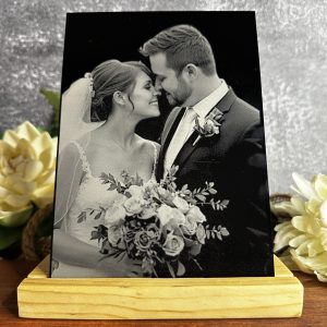 5" x 7" Black Acrylic Photo With Wooden Base