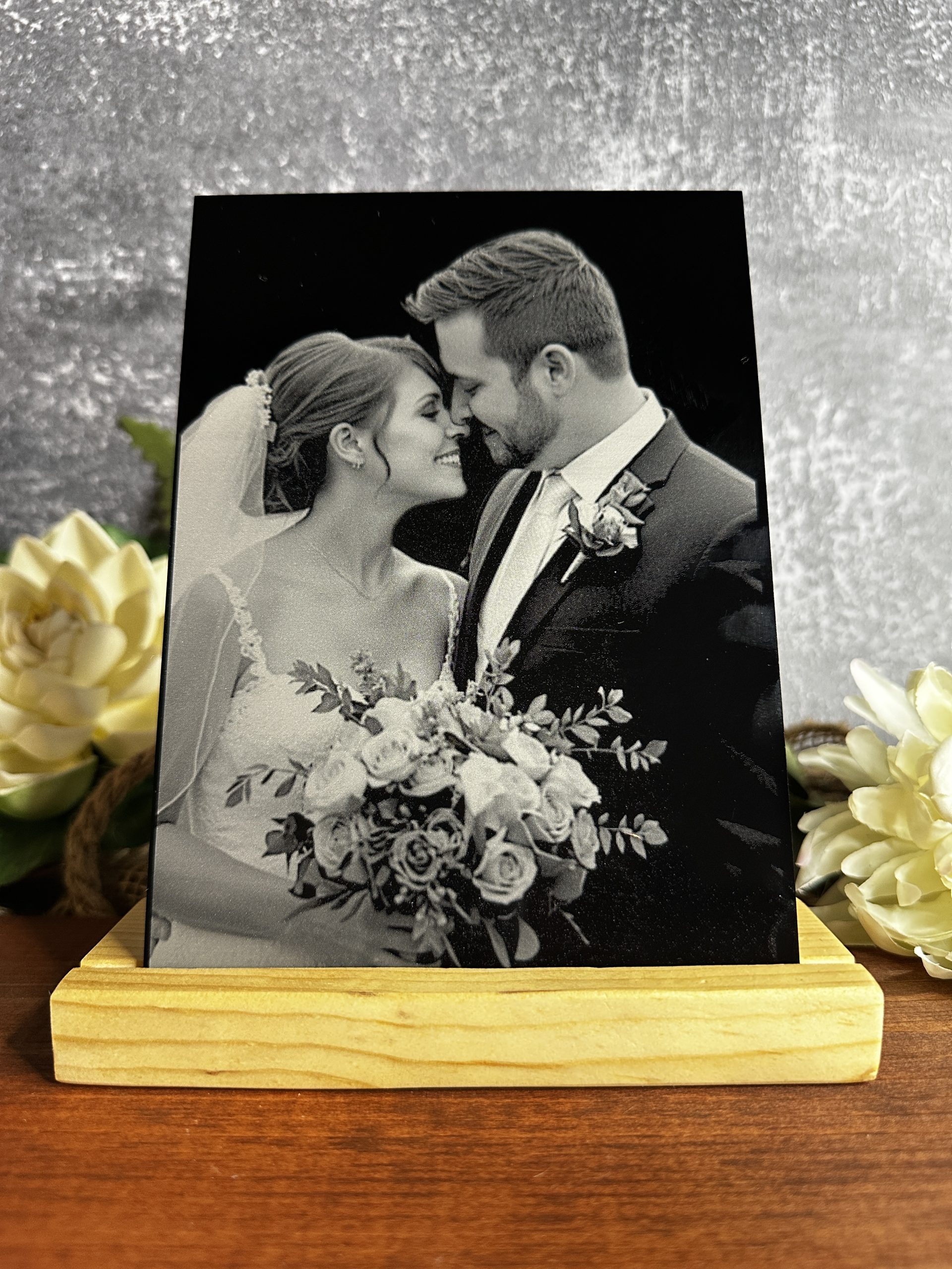 5x7 Black Acrylic with Wood Base