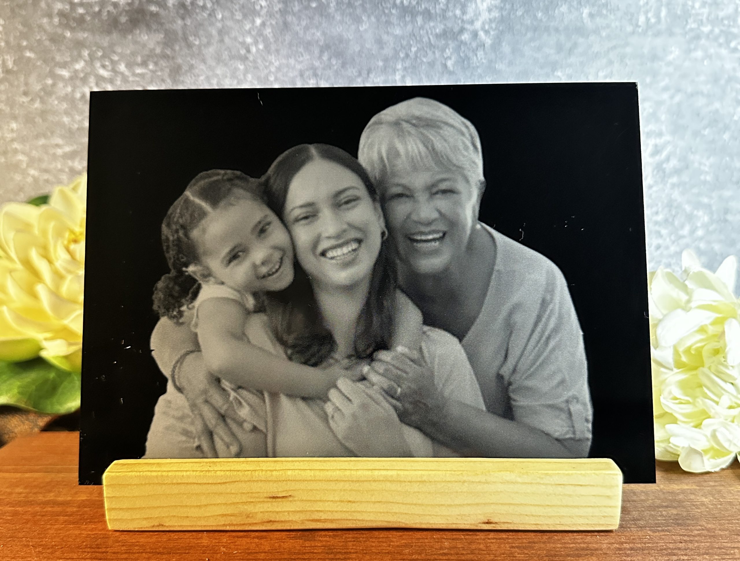 5x7 Black Acrylic with Wood Base